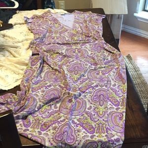 Banana Republic purple paisley wrap tie dress